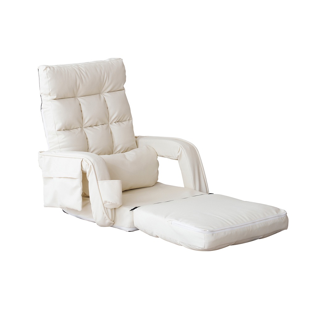 【PUレザー】座椅子 リクライニング 42段ギア リクライニングチェアー ファブリック 座イス おしゃれ 椅子 チェアー いす イス コンパクト【ホワイト】