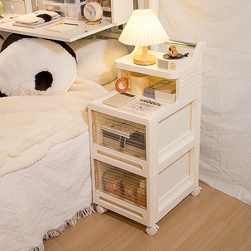 部屋の模様替え賃貸住宅スナックラックキャスター付きトロリーテーブル下ベッドサイド引き出し収納キャビネット用の小型家具