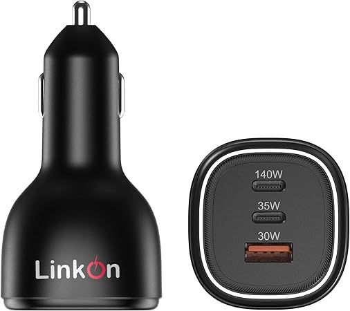 カーチャージャー 140W PD3.1 USB-C および 30W QC3.0 UAB-A 搭載 MacBook Pro 16インチ 2021 Lenovo Legion 7 7i HP Dell S