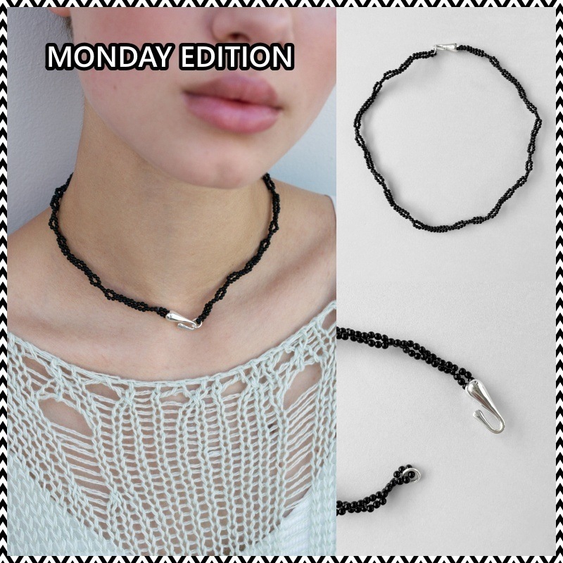 MONDAY EDITION Petite Plumeria Necklace - Black