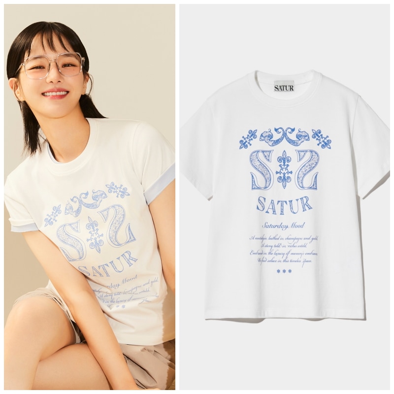 【SATUR】(W) CLASSY NOSTALGIA VINTAGE GRAPHIC T-SHIRT : CLEAN WHITE