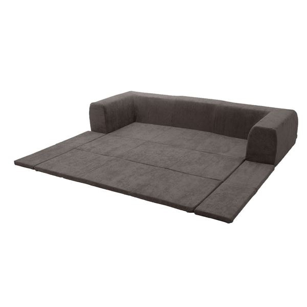 洗えるラグ付ローソファ/フロアソファ（コーディロイ生地） Mサイズ グレー