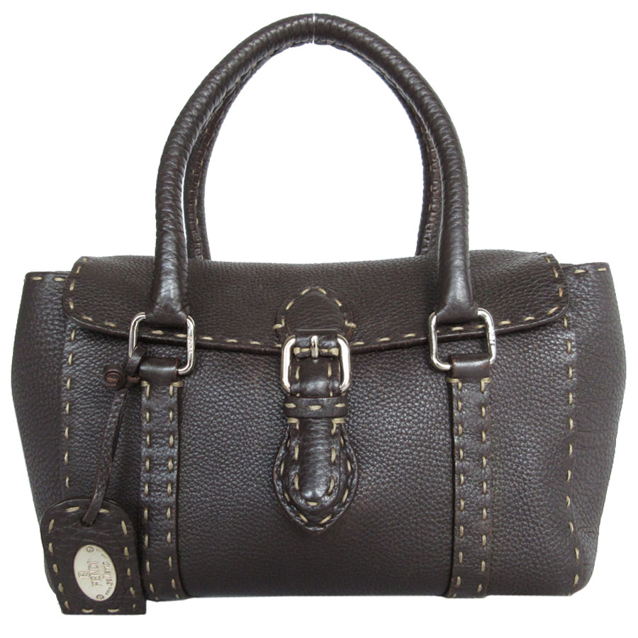 フェンディ FENDI ハンドバッグ セレリア レザー ダークブラウン シルバー レディース 2454-8BR486 s0575j