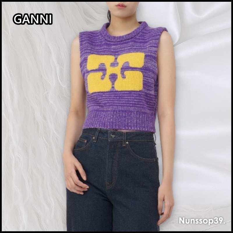 GANNI K1953 520 GRAPHIC CROPPED VEST