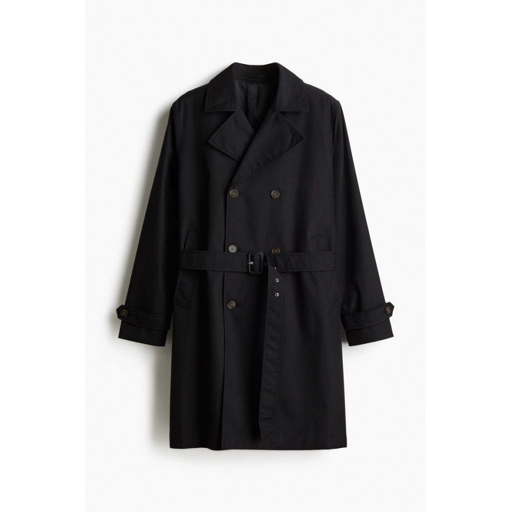 H&M レギュラーフィットトレンチコートブラック