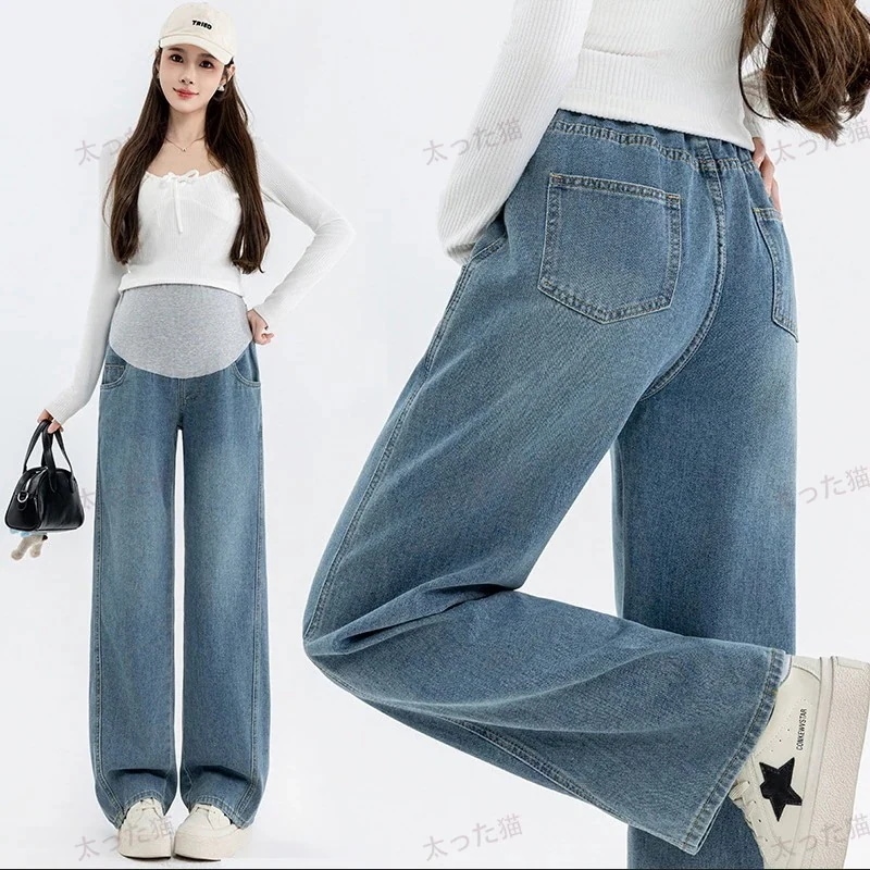ワイドパンツ デニム デニムパンツ マタニティウェア マタニティ マタニティパンツ 妊娠 10分丈 パンツ 妊婦 腹包み ストレッチ 動30%までに制限1