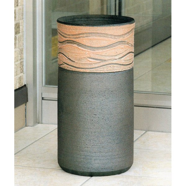 黒さざ波傘立 （信楽焼陶器傘立梅雨玄関H）