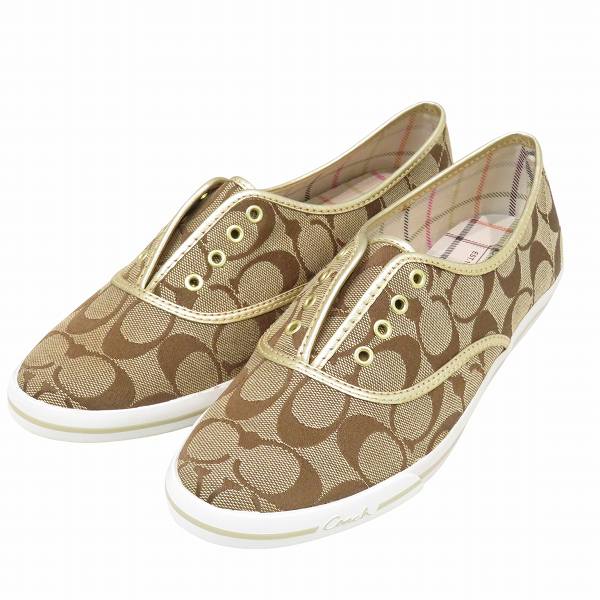 コーチ ブラウン 25・5cmサイズ シグネチャー スリッポン ユニセックス 【中古】