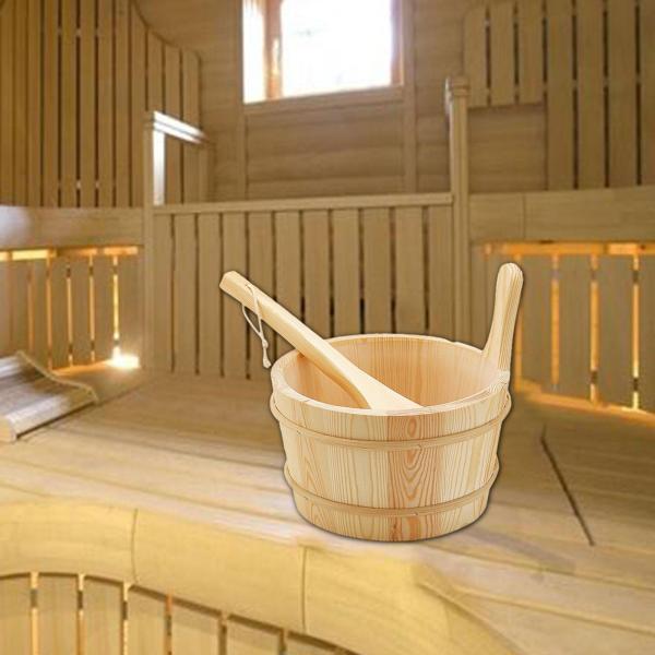 サウナバケツとハンドル付きひしゃくプロ仕様の多機能ウォーターバケツ家庭用サウナルームバスルーム用アクセサリー
