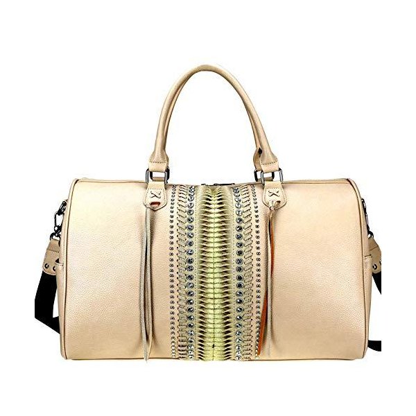 Montana West Large Leather Travel Duffle Bag For Men and Women Western Design Crossbody Strap With Z