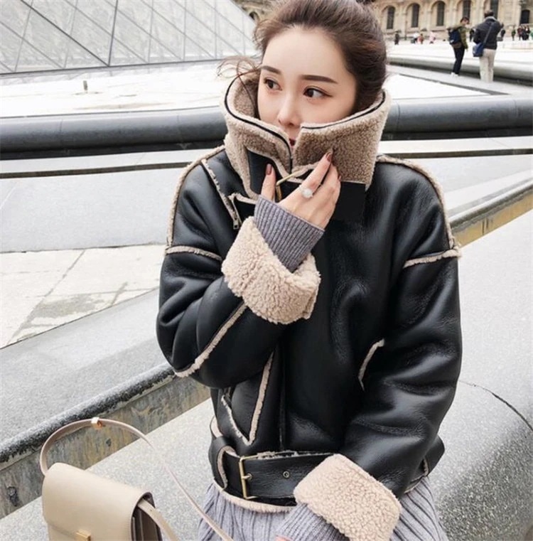 毎日着たい デザインムートンコート 新作 ファー 短いスタイル 厚手 裏起毛 レザー 旅行2366 5,441円