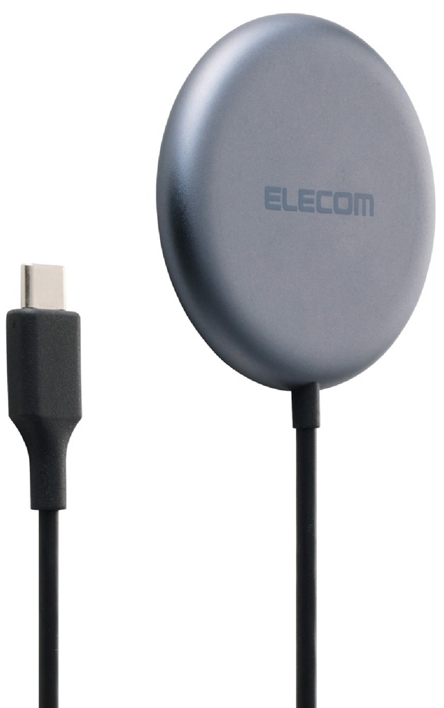 エレコム W-MA11BK ワイヤレス充電器 Qi2 25W マグネット式 ズレにくい 異物検知機能 USB-Cケーブル一体 1.5m（ブラック） WMA11BK