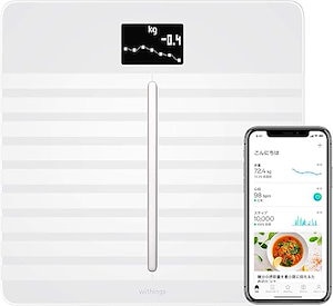 フランス生まれのスマート体重計 ホワイト Wi-Fi/Bluetooth対応 心臓の健康チェック（心拍/血管年齢）&体組成計