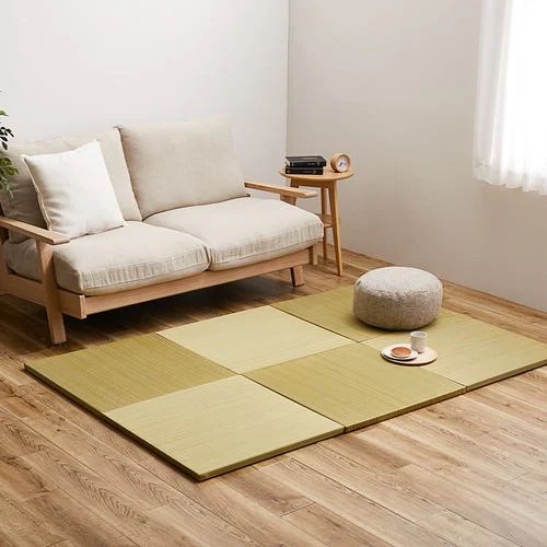 【メーカー直送品】萩原 【6枚組】置き畳 紗彩 約65×65×2.5cm イエロー
