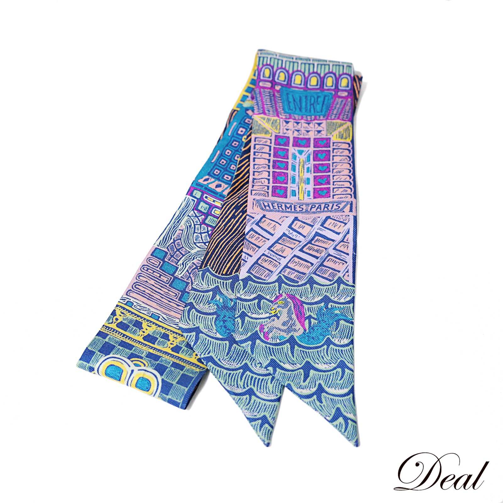 エルメス ツイリー スーパーシルククエスト ブルー レディース スカーフ