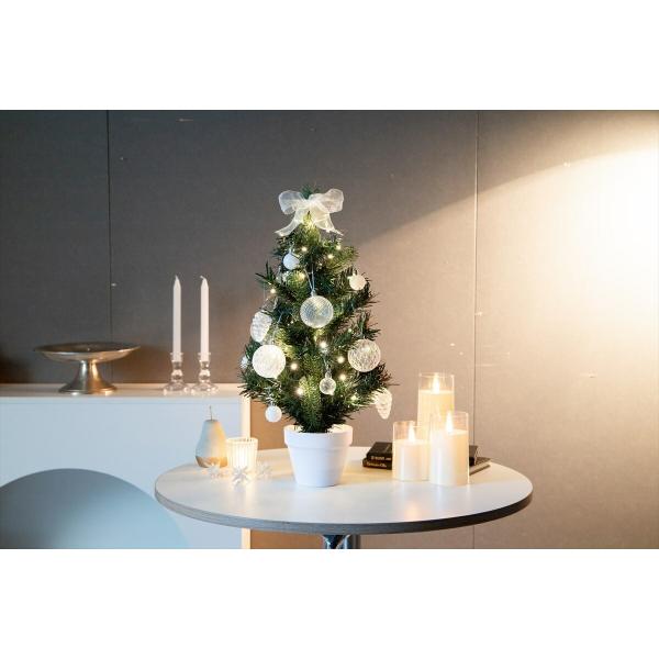 クリスマスツリー 2024 イルミネーション LED 本場の雰囲気を演出する華やかなデザイン かわいい 高さ60cm オーナメント付きフルセット