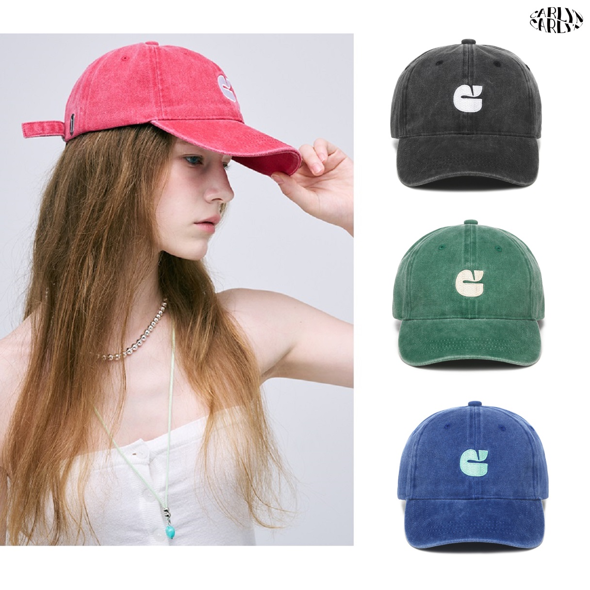 New Logo Washed Cap 4色 帽子 野球帽 新商品 新学期 韓国ファッション 韓国人気 男女共用 夏のファッション
