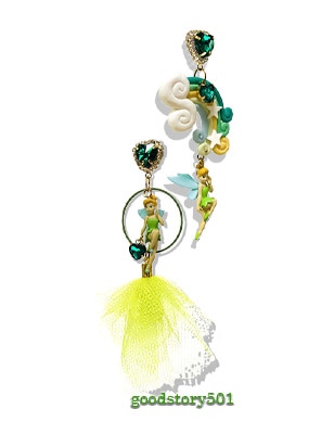 Handmade Tinkerbell Earrings-01 kidult 韓国のイヤリング 手作り のユニークな キャラクター の美しい かわいい ビビッド 派手な イヤリング