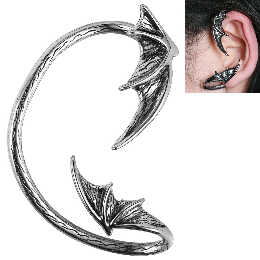 デビルウイングイヤーフック 1個販売 右耳用 左耳用 ステンレス 悪魔の翼 羽根 ガーゴイル サタン イヤーカフ イヤリング 男性 女性 プレゼント 大きい 挟む 装着簡単 ew-00-00845xx 5,060円