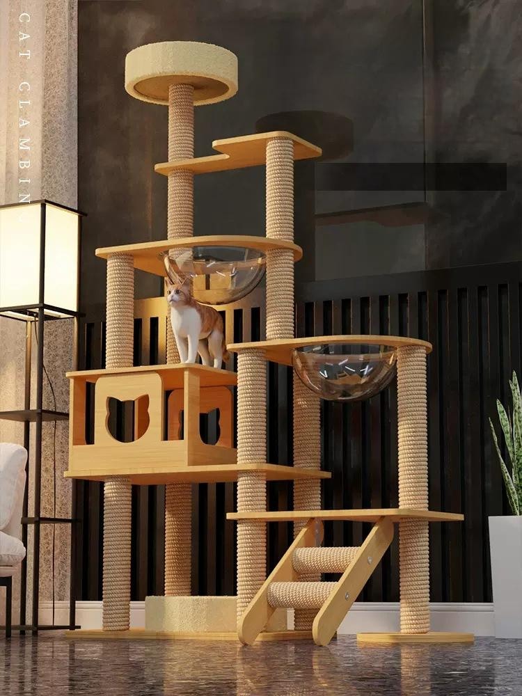 ビッグサイズ 猫ツリー 猫スクラッチボール 猫クライミング キャットタワー 猫 ジャンパー台 猫用品 猫グッズ