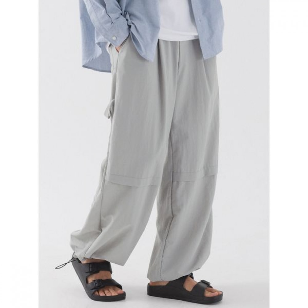 [Pianer] ナイロンワイドカーペンターストリングパンツ (ライトグレー)