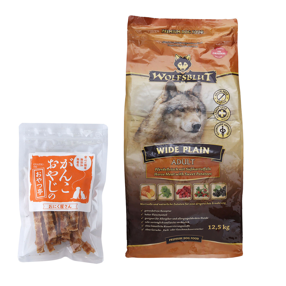 ウルフブラット アダルト ワイド プレーン（ホースとスイートポテト） 12.5kg【国産たじま鶏ジャーキー40g付き】