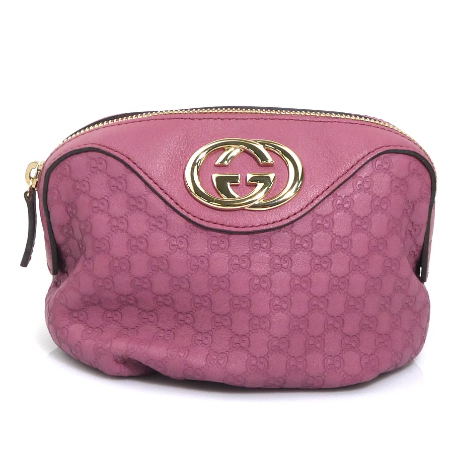 グッチ GUCCI ポーチ マイクログッチシマ レザー ピンク レディース 308631 56618k