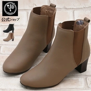 【公式SHOP特典キズ補修液付】 ヨースケ サイドゴアブーツ 本革 レディース ショート 歩きやすい 5.5cm ミドルヒール 8,288円