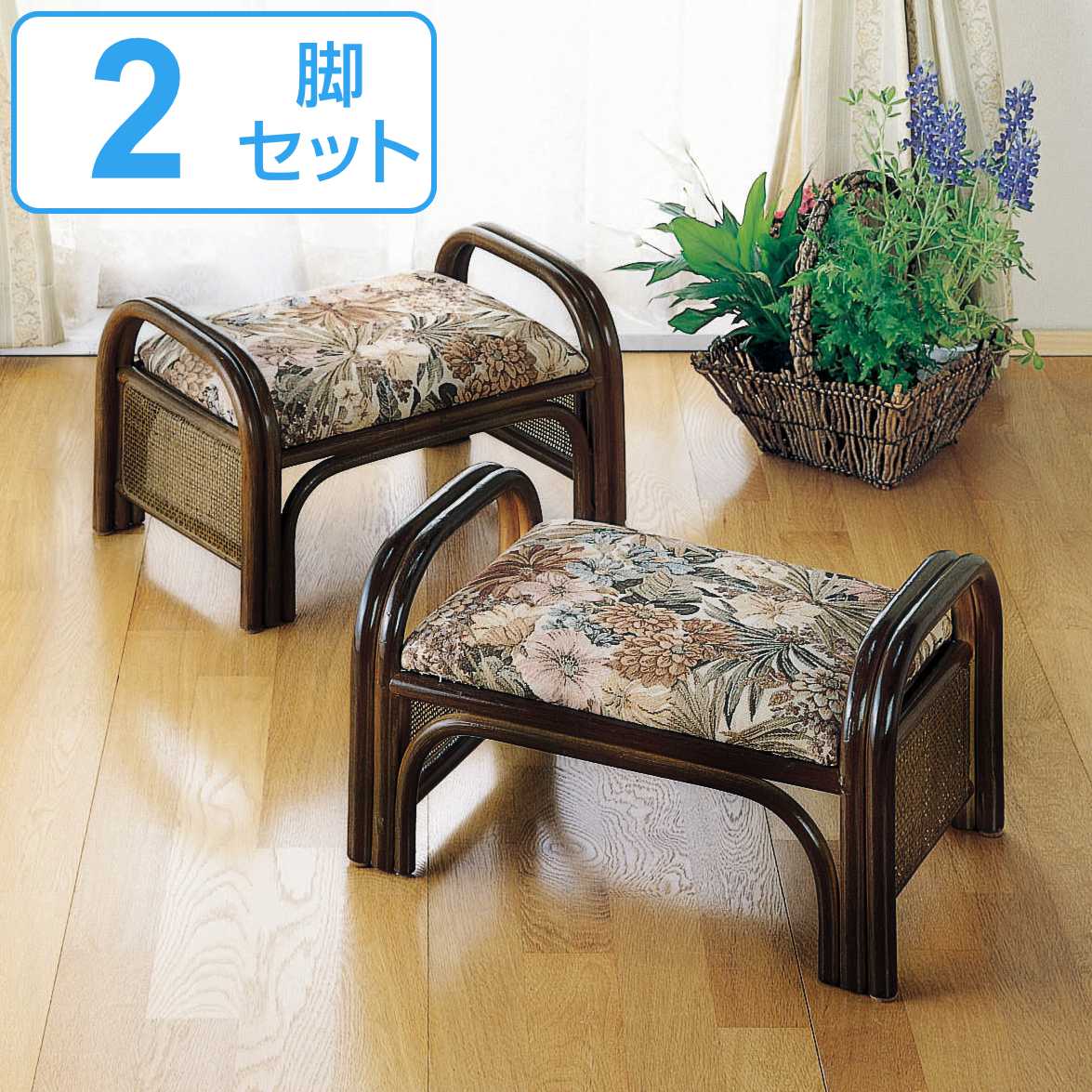 籐 楽々座椅子 ロータイプ 2個組 座面高23cm