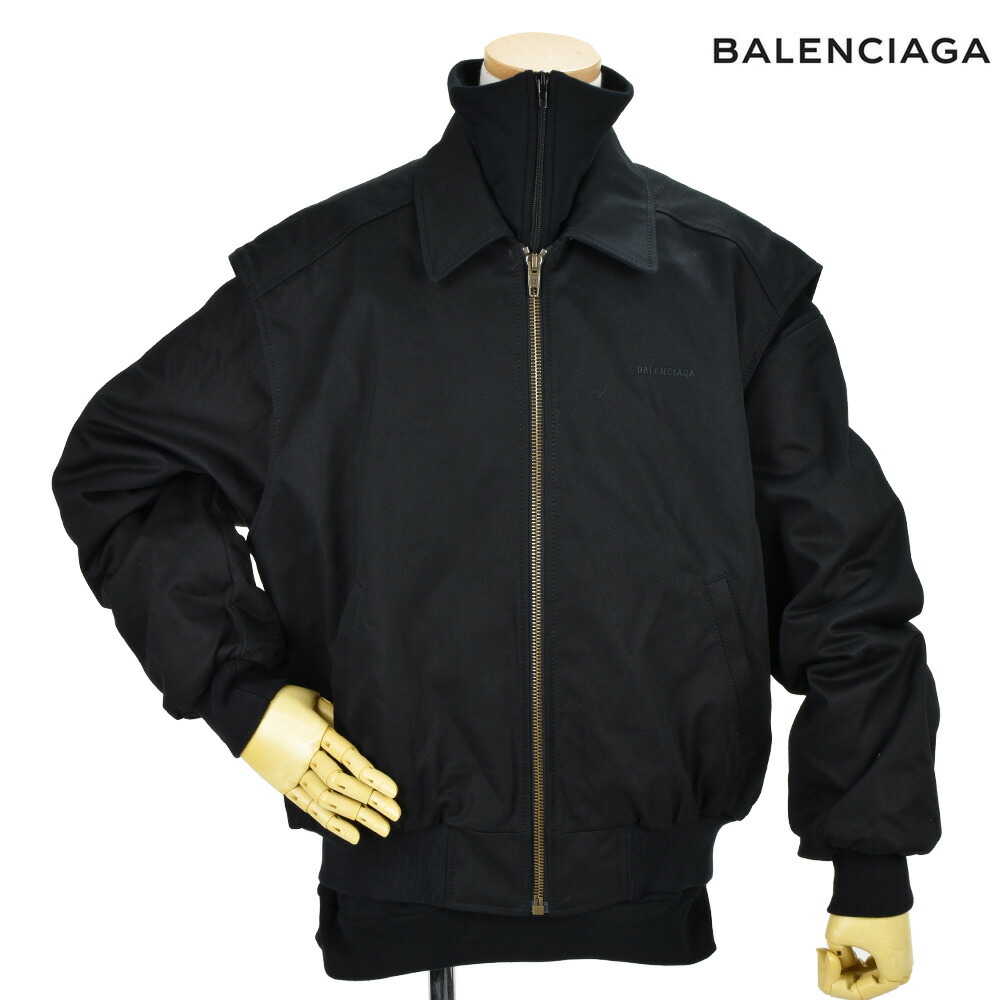 バレンシアガ ツインセット ジップアップ ブルゾン メンズ ベスト ニット スウェット ブラック 黒 BALENCIAGA[556233-1000]
