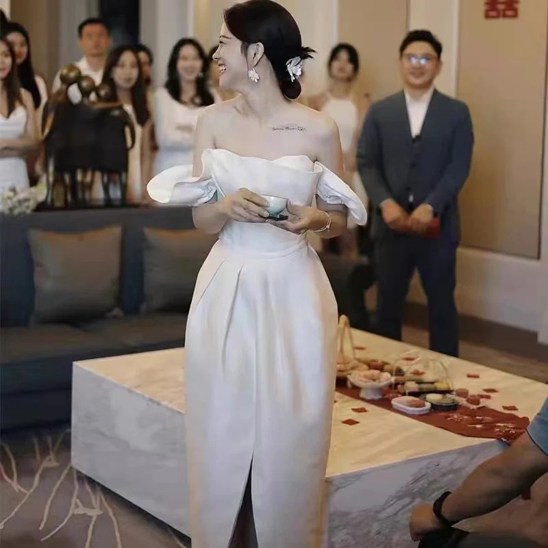 ウェディングドレス 白 結婚式 花嫁 サイズオーダーメイド可能 成人式 お呼ばれ ウェディング 演奏会 二次会 パーティードレス 前撮り ワンピース ロングドレス 56