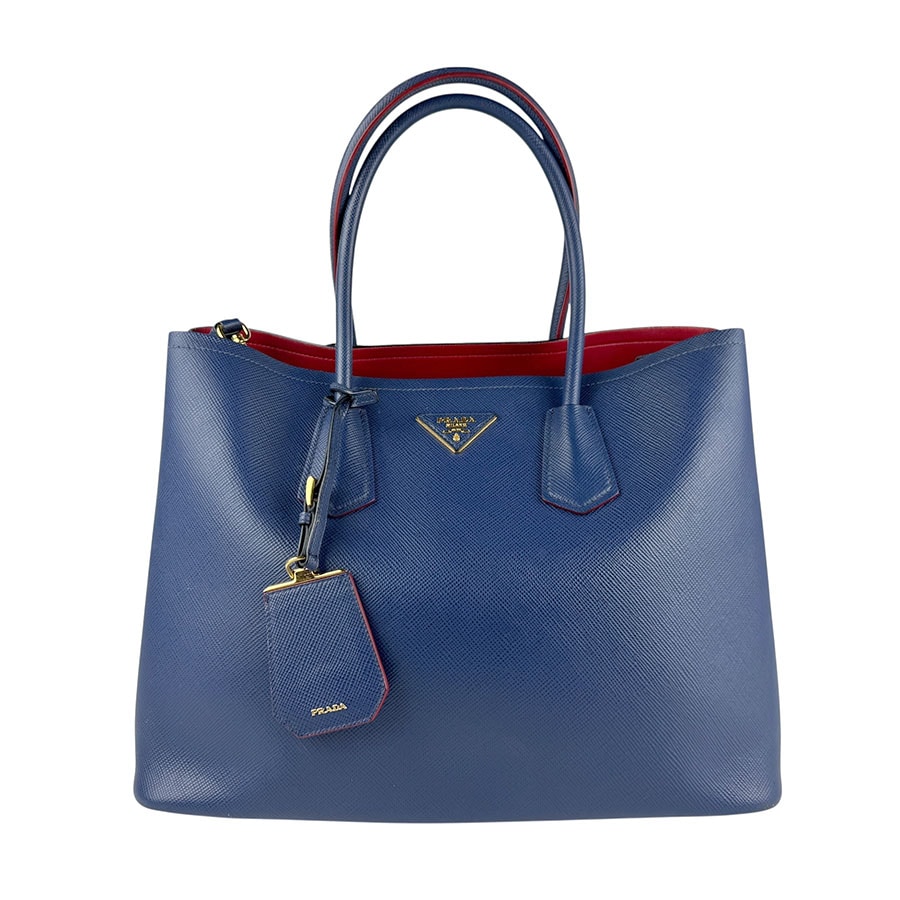 プラダ PRADA ハンドバッグ ショルダーバッグ レザー ダークブルー ゴールド レディース z6433