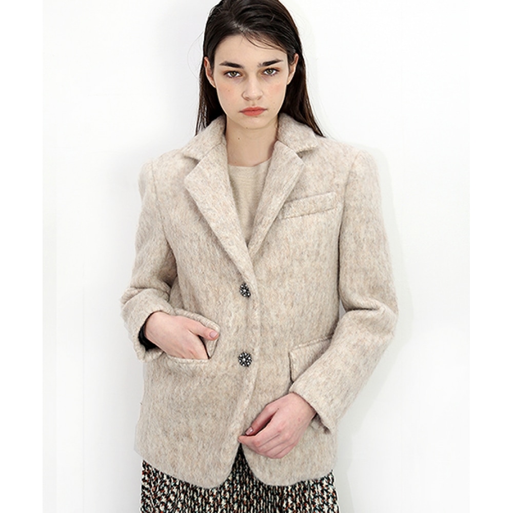 DAMAGE MNEMONIC モヘアベージュジャケット_ Mohair Beige JK
