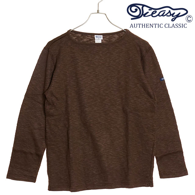 オリジナルボートネックシャツ [te002] Tieasy ORIGINAL BOATNECK SHIRT メンズ トップス 長袖Tシャツ 日本製 オーガニックコットン DK-BROWN