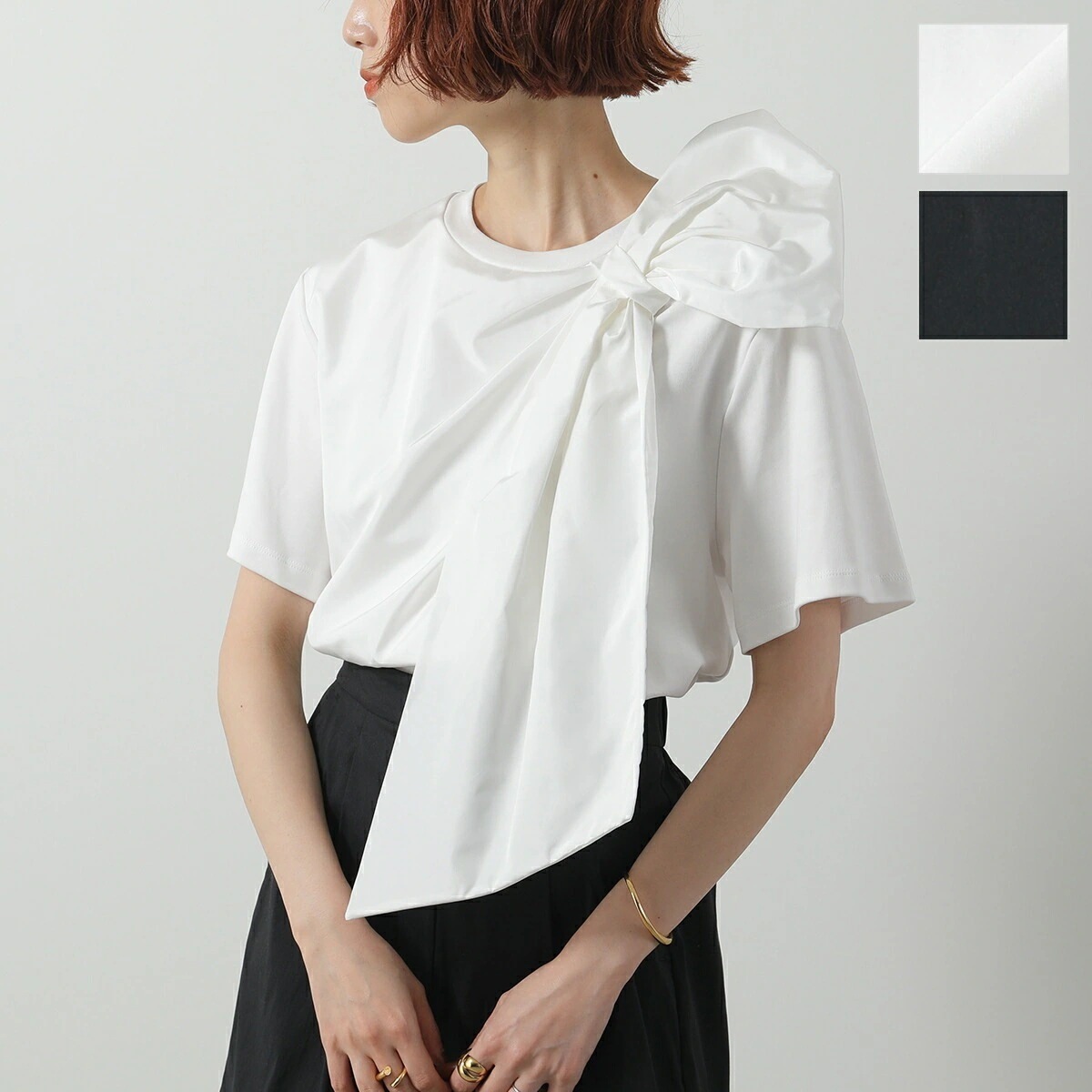 MAX MARA マックスマーラ Tシャツ COLLE コッレ レディース コットン カットソー 半袖 リボン クルーネック ストレッチ カラー2色