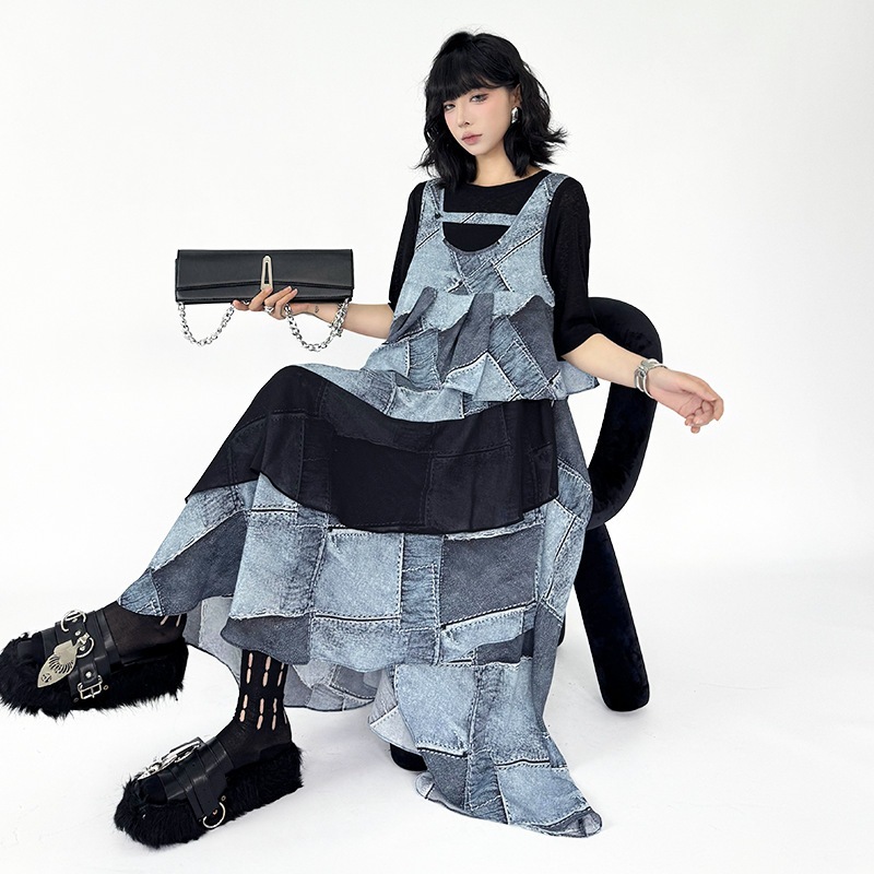 【Noir Mode】カウボーイ柄 ツーピース ワンピース 2025 夏 新作 薄手 ロング ノースリーブワンピース 7,190円