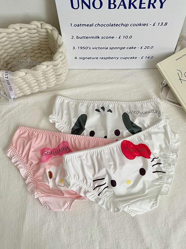 【1点ご購入 で10点プレゼントいたします】可愛い乙女心キティちゃん猫ミルクシルクフリルマイメロディキャラクタープリントパンツ2025