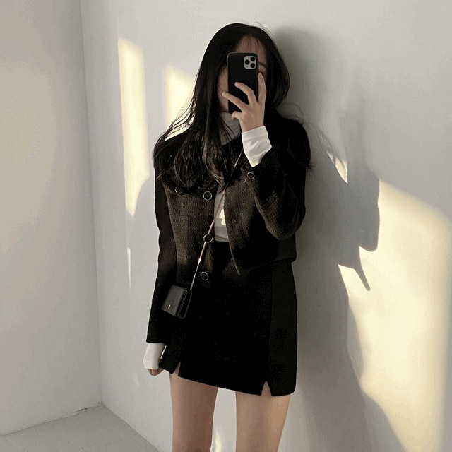 [SET価格]ローレン ツイードジャケット+スカート ツーピース(デートルックセレモニールック)