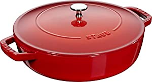 staub ストウブ ブレイザー ソテーパン チェリー 28cm 大きい 両手 鋳物 ホーロー 鍋 浅型 すき焼き IH対応 日本正規販売品 Braiser 40511-474