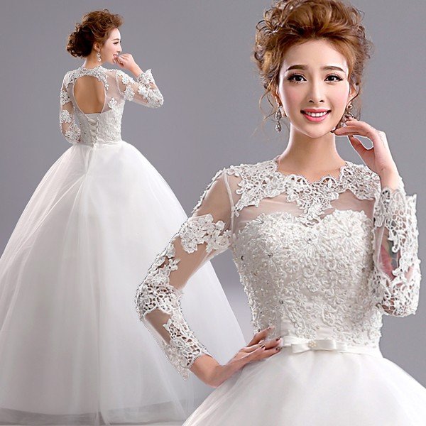 ウエディングドレス 長袖 二次会 ウェディングドレス 安い 秋冬 結婚式 プリンセス エンパイア 花嫁 ドレス 白 披露宴 ロングドレス ブライダル