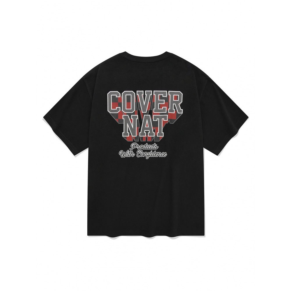 COVERNAT 24SS クールエアチェッカーボードプレイ Tシャツブラック