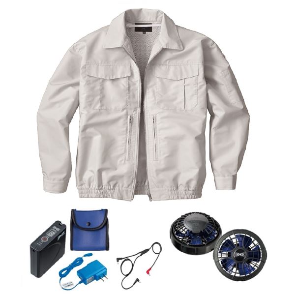 KU92130空調服 混紡 スペーサー一体 FAN2400SPBB/LISUPER1 銀 LL