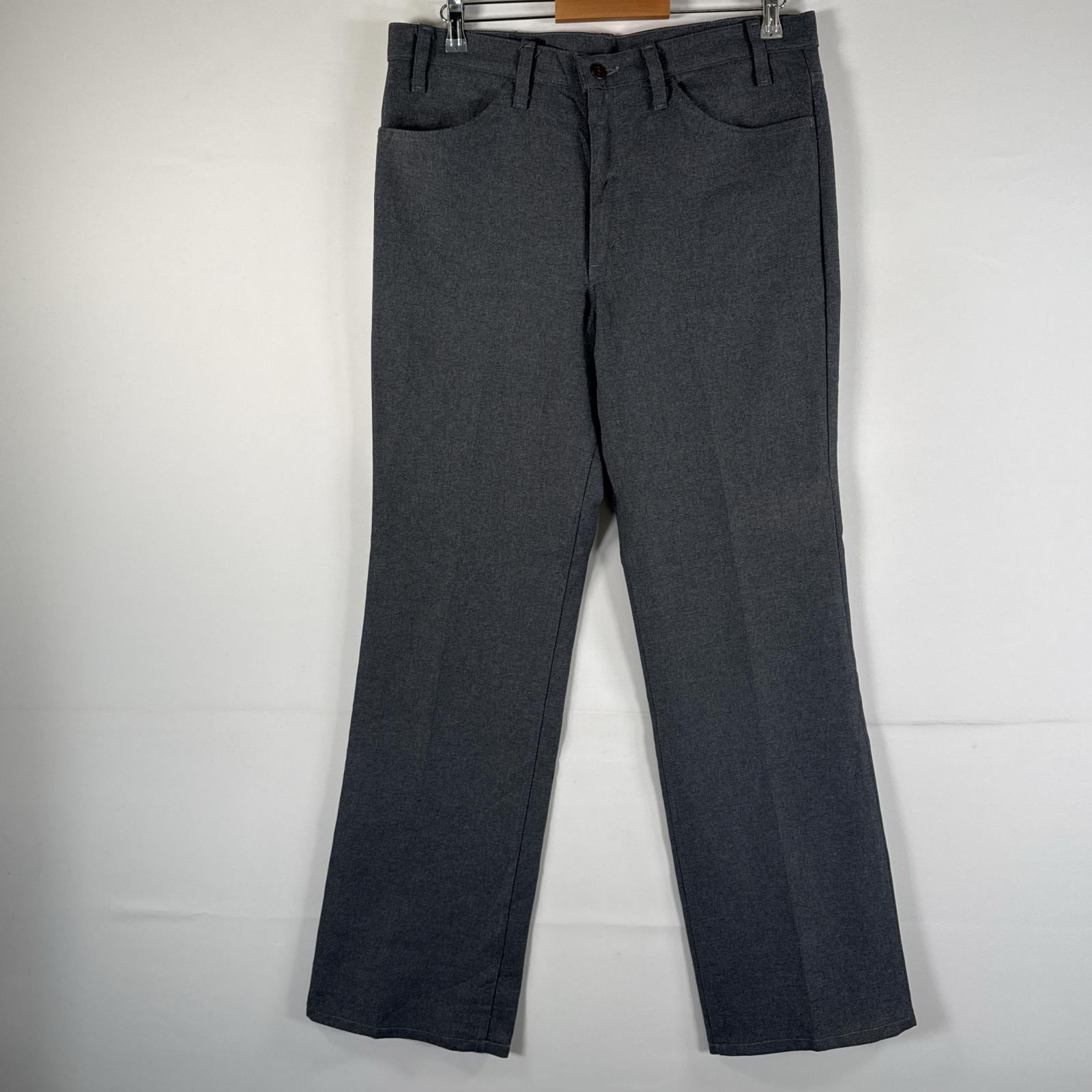 古着 90s/90年代 USA製 スラックスパンツ ランチャーパンツ フレア ブーツカット ポリエステル w36 L36 グレー メンズ