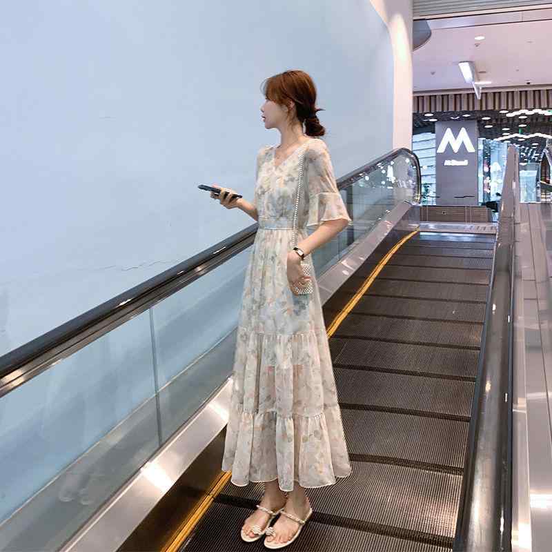 レディース ファッション ケーキ スカート 花柄 ドレス 夏 韓国 フレンチ ロング スカート 膝上 大きめ 裾 スカート