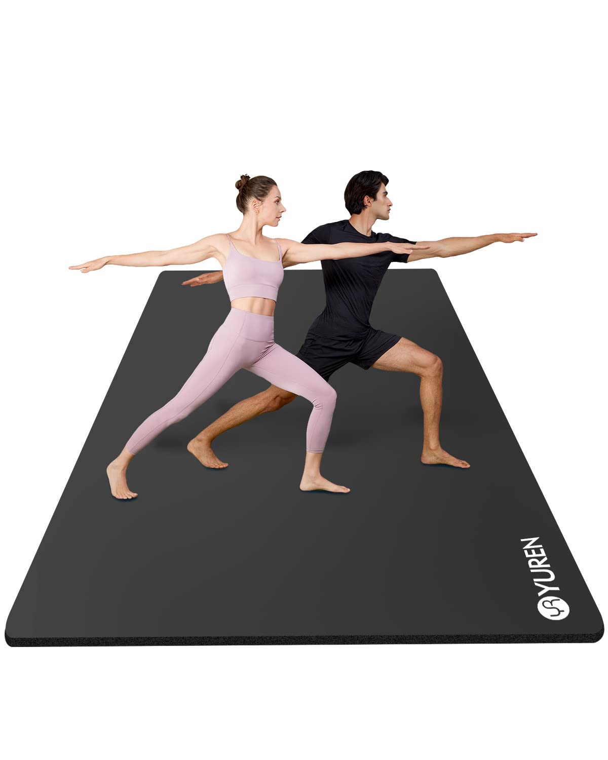 YUREN ヨガマット 厚め 10mm 幅広 130cm X 200cm トレーニングマット 大きい 高密度NBR 二人用 ストレッチ 筋トレ マット ストラップ付き