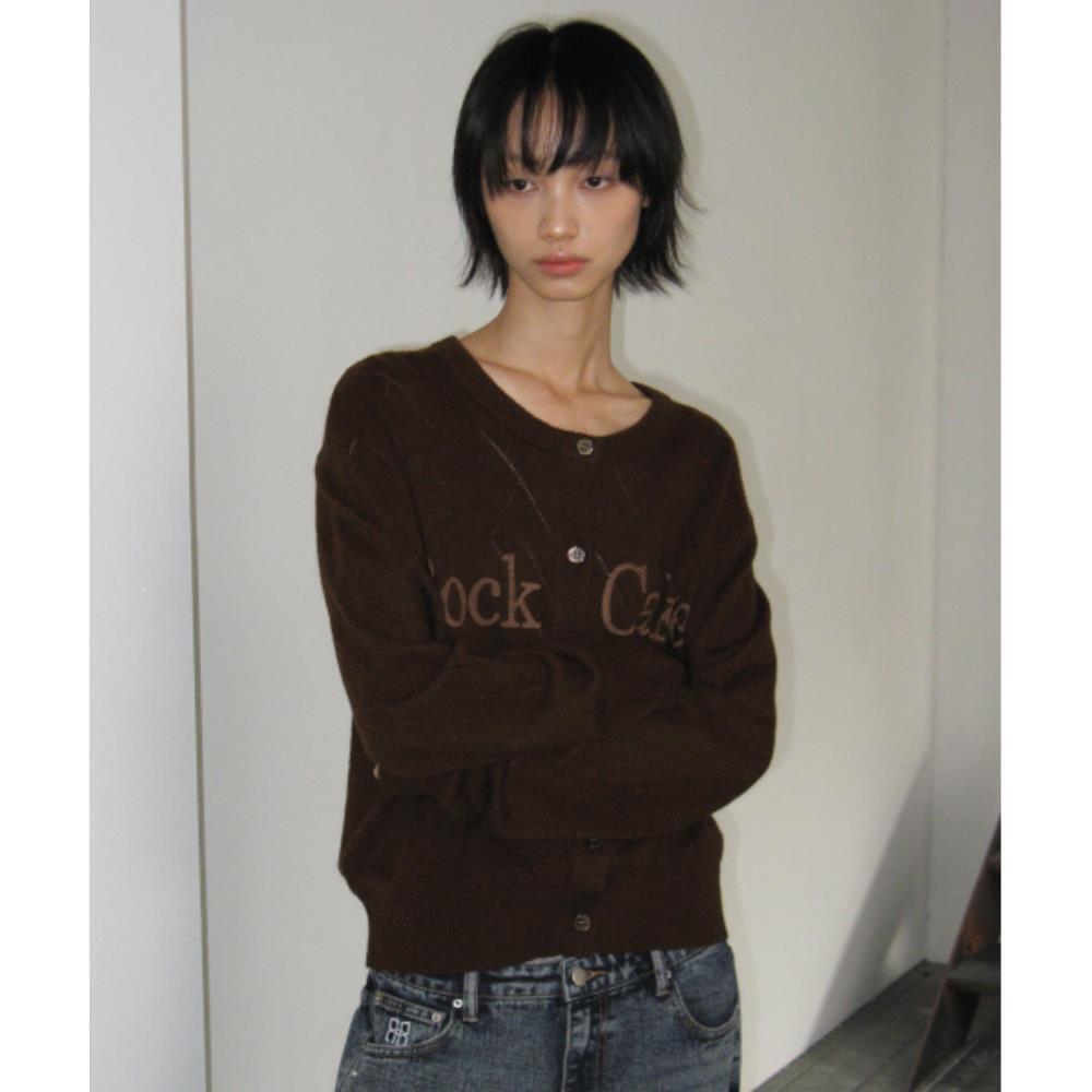 ROCKCAKE Argyle Punching Knit Cardigan Brown RC25KN0280