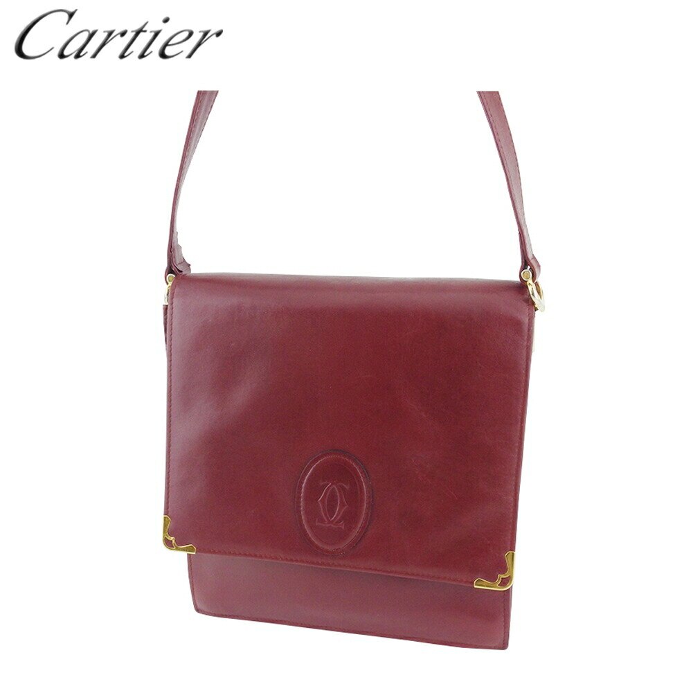 ショルダーバッグ 斜めがけショルダー バッグ マストライン レディース メンズ ボルドー ゴールド 中古