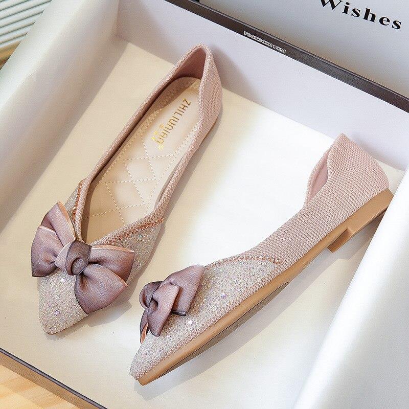 レトロ ミドルヒール パンプス おしゃれスロープヒール太ヒールポインテッドトゥ楽ちんフラットパンプ