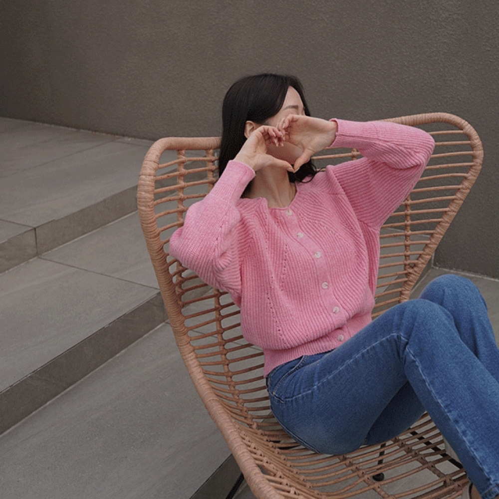 Click & Funny ベルスカッシュカシミアニットカーディガン