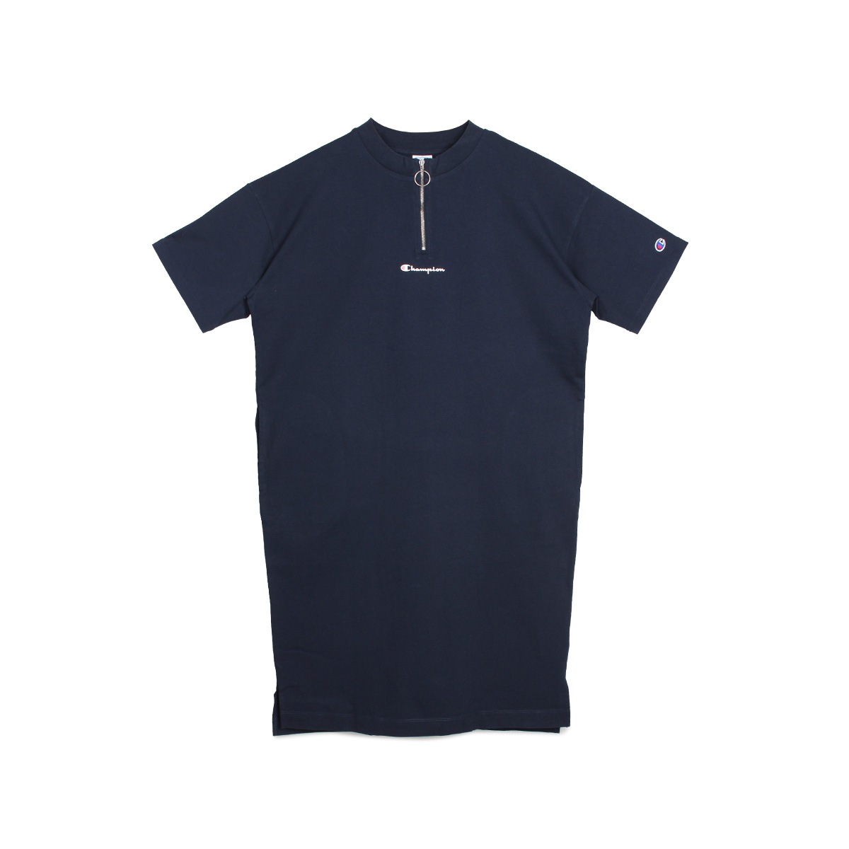 ワンピース ミディアム 半袖 レディース HALF ZIP ONEPIECE 黒 白 CW-R305